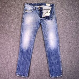 Diesel Darron Jeans Men 33x31 Blue Slim Tapered Casual Distressed Button Fly Y2K